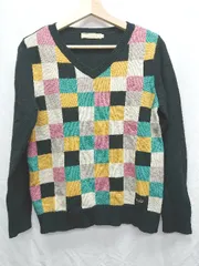 ◇ CROCODILE クロコダイル Vネック 長袖 ニット セーター サイズM ブラック グリーン ピンク レディース P  【1408200027589】のサムネイル