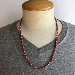 赤 ネイティブ ビーズネックレス 55cm メンズ レディース ネックレス
