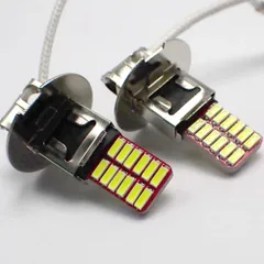 【即日発送】H3 LED ショートタイプ フォグランプ 24SMD ホワイト 9V-30V対応 最小クラスのコンパクトモデル 全長約40mm（2個セット）