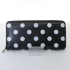 美品✨ コムデギャルソン 折り財布 水玉 ドット レザー ブラック 付属箱あり Wallet COMME des GARCONS ポルカドットエンボス（二つ折り）[8Z