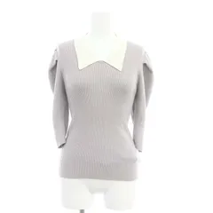 スナイデル SNIDEL コントラストスリーブニットプルオーバー 五分袖 F グレー ■SH /SY ■OS