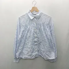 ◇ ⊂ ZARA ザラ ストライプ 長袖 ブラウス サイズL ブルー系 レディース E  【1502060036481】