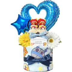 KanonBabys おむつケーキ 男の子 アンパンマン 出産祝い 2段 Sサイズ 8501 [ご出産祝い・新生児用にオススメおむつサイズＳ]