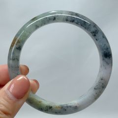 【新入荷】本翡翠保証‼️天然翡翠　黒翡翠バングル　内径約59.2mm