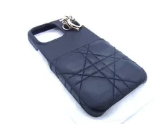 ■美品■ ChristianDior ディオール レディディオール カナージュ レザー iPhone13 Pro対応 アイフォンケース ブラック系 BG7456のサムネイル