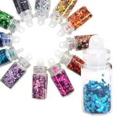 【送料無料】ネイル グラデーション キラキラ ホログラム 六角形 デコ ジェルネイル レジン | オーロラ パーツ ネイルパーツ ネイル用 グラデ ホロ ジェル ネイル工房 【ホログラム六角形1mmオーロラ12色セット(お試し少量パック)】のサムネイル