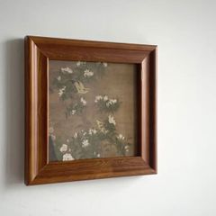 木芸 工芸品木製フレーム 椿のステンシル絵付き（24.5×24.5cm角