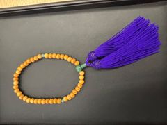 御念珠　本つげ　翡翠　仏具　珠数　長期保管品　S-0-0