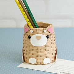 夏休み 工作 女の子（子供手芸）自由研究 小学生 エコクラフト 柴犬のペン立て