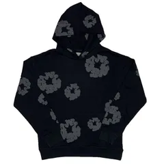 デニムティアーズ  フラワープリント プルオーバーパーカー ブラック/グレー