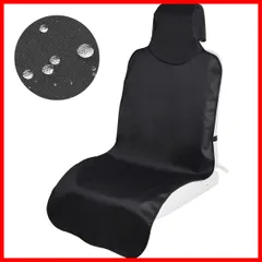 【特売】TanYooカーシートカバー 防水シートカバー 前席用 軽/普通車適用 ずれにくい ヘッドレスト部と座面部一体化 エプロンタイプ シート保護 バックル付き 継ぎ目強化改良 ブラック フロント 1枚