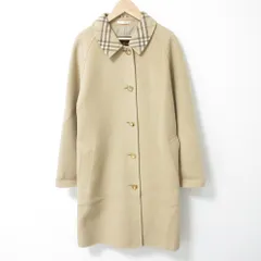 良品 Burberrys バーバリーズ ヴィンテージ 裏地ノバチェック ウール ダブルフェイス ステンカラーコート サイズ9AR ベージュ レディース 古着 中古 USED