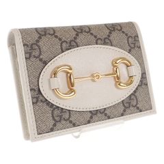 【中古】【Aランク】GUCCI グッチ カードケースウォレット 621887 92TCG 9761 二つ折り財布 ホースビット1955 GGスプリーム アイボリー【ISEYA】