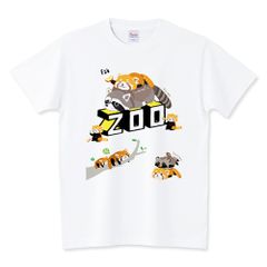 ZOO 0627 レッサーパンダと太アライグマや小タヌキ Tシャツ 半袖 白限定
