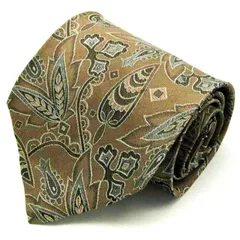 ダーバン ブランド ネクタイ 総柄 ペイズリー 幾何学模様 シルク PO  メンズ カーキ Durban 【中古】