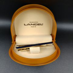 【TAKA36-82】△ LANCEL ランセル ｢ネクタイピン:タイピン｣ ケース付 メンズ ブラック&ゴールド