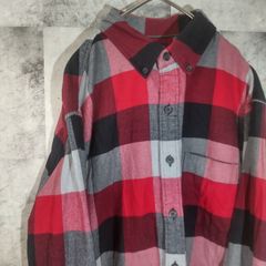 ビンテージネルシャツ☆　長袖　USA古着　レッド　チェック　M　C20