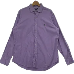 90's vintage ヴィンテージ Polo by Ralph Lauren ポロバイラルフローレン CUSTOM FIT ストライプシャツ ポニー刺繡 長袖 シャツ ボタンダウン ワンポイント刺繡 オーバーサイズ CHINA製 17/43サイズ パープル