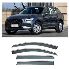 車用サイドバイザー ボルボ XC60 2018-2022 カーウィンドデフレクターウィンドウバイザー電気メッキ金属ウィンドウレインカバーデフレクタ