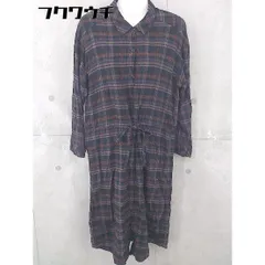◇ SHOO・LA・RUE シューラルー チェック 長袖 膝下丈 シャツ ワンピース サイズM ネイビー マルチ レディース 【中古】 【1104120004326】