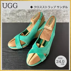 S421 UGG australia アグ クロスストラップ ウエッジサンダル スエード レザー  緑グリーン 24cm