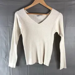 フリーズマート FREE'S MART ニット 長袖 Vネック リブ 無地 タグ付き 白 FREEサイズ 2025061800091