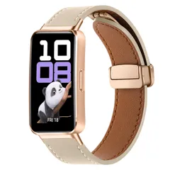 特価商品 [AiMaoo] レザーバンド Huawei Band 10/9/8 対応 バンド 磁気 バックル付き 高級 交換ベルト 装着簡単 本革 ビジネススタイル ストラップ 替えベルト コンパチブル Huawei Band 10/9/8 (アプリコット)
