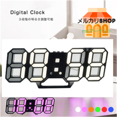 新品　デジタル時計　置き時計　ブラックMIX　明るさ3段階