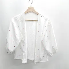 ◇ ⊇ ehka sopo エヘカソポ ハート柄 ボタン無し ノーボタン 長袖 カーディガン ボレロ サイズF ホワイト レディース E  【1410100036646】