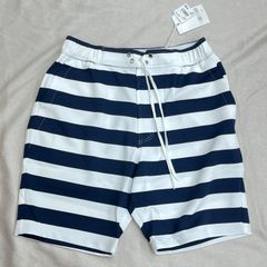 [Unused] Men's Swimwear Surf Shorts BLOOMS ① Size M Squareship Navy x White Striped Summer Pool Beach Swimming Surfing Shorts