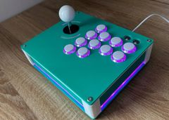 DP-3SE/ボタンも光る！LED搭載/レバーモデル　グリーン×ピンク(LED) DP-3SE/ボタンも光る！LED搭載/ジョイスティックアケコンモデル