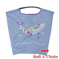 【正規品】 ボールアンドチェーン (フワラーホエール /ブルー) Mサイズ  トートバッグ エコバッグ 刺繍 クジラ 鯨