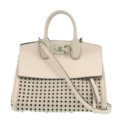 サルヴァトーレフェラガモ ガンチーニ AU-21/H692 レザー ベージュ 2way ハンドバッグ 0113 Salvatore Ferragamo