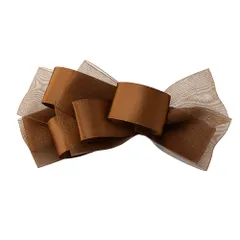 【ブラウン×ワンサイズ】[Cream dot. クリームドット公式] ヘアアクセサリー レディース バレッタ リボン アシンメトリー 艶 透け感 異素材 レイヤード ヘアクリップ オーガンジー ヘアアクセ ヘアアレンジ 簡単 まとめ髪 髪留め 大人