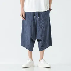 サルエルパンツ ワイドパンツ メンズ ガウチョパンツ 七分丈 ハーフパンツ 膝下 ボトムス ウエストゴム シンプル カジュアル 夏服  おしゃれ 新作 薄手 動きやすい メンズファッション nuol817