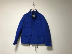 本物ビームスプラスBEAMS+PLUSコットンナイロンダウンジップミリタリージャケット長袖サーフアメカジスケーターストリートミリタリービジネススーツパーティーモードドレスゴルフメンズ青ブルーM