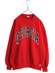 【お得なクーポン配布中!】 90s USA製 ラッセル カレッジ プリント スウェット メンズ レディース L / 90年代 オールド RUSSELL トレーナー 裏起毛 前V ワイン レッド