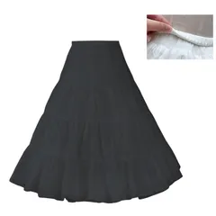 新品 [MOOKISOO] ロングパニエ 50～60cm 長さ調整可能 Aライン ボリューム スカート レディース かわいい ふんわりボリューム チュチュスカート ロリータ ゴスロリ コスプレ 2層構造 3段フリル 白 黒