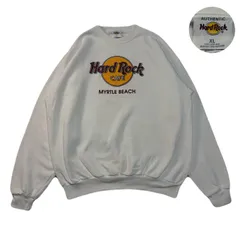 HardRockCafe ハードロックカフェ Sweatshirts スウェット USA製 90s PrintedLogo プリントロゴ FleeceLining 裏起毛 Cotton コットン Polyester ポリエステル White ホワイト 白 XL