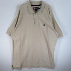 古着 90's/90年代 チャップスラルフローレン CHAPS RALPHLAUREN 半袖 ポロシャツ リネン ロゴ 刺繍 大きいサイズ XXL  ベージュ 無地 メンズ