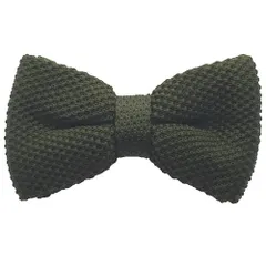 オリーブ グリーン ニット蝶ネクタイ ボウタイ 簡易装着タイプ