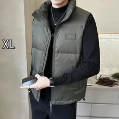 [XL]秋冬 コーデ メンズ  服 シンプル ファッション オシャレ 大人 かっこいい 大きいサイズ ストリート 紳士服 ダウン ベスト ジャケット スタンドカラー 暖かい アウター