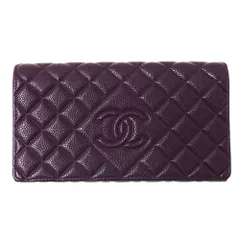シャネル CHANEL 財布 マトラッセ レディース ブランド 長財布 キャビアスキン パープル シルバー金具 おしゃれ 【中古】
