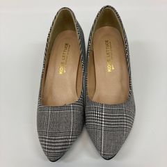 KOBE LETTUCE 神戸レタス パンプス ローヒール ホワイト ブラック チェック柄 レディース XSサイズ【KS71】