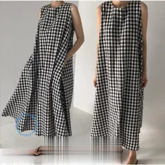 ワンピース レディース ロングワンピース 夏 チェック柄 ノースリーブ きれいめ ゆったり 着痩せ 通勤 大人 韓国風 妊婦服