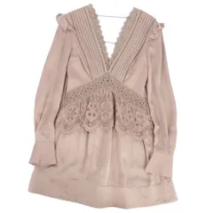 美品 セルフ ポートレート Self-Portrait ワンピース ロングスリーブ レース トップス レディース UK8(M相当) ベージュ