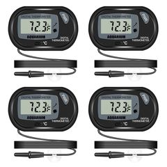 【特価】サムコス LCDデジタル温度計 吸盤付き -50℃～70℃ 温度モニター冷蔵庫 魚タンク 爬虫類 水族館用 温度計 小型 簡単便利 4個セット （ブラック）