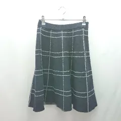 ◇ Feroux ウエストゴム ニット ストレッチ チェック柄 ショート丈 フレア スカート 表記なし ネイビー レディース E  【1308290060391】のサムネイル