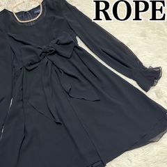 ROPE ロペ ワンピース 膝丈 長袖 パーティ 発表会 結婚式 リボン 日本製 【極美品】