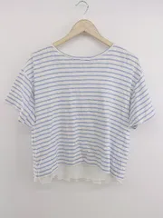 ◇ BEAMS HEART ビームスハート レイヤード ボーダー 半袖 カットソー ホワイト ブルー系 レディース P  【中古】 【1209220002804】